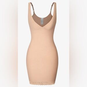 Joyshaper Nude Beige Color Open Bust Lace Slip Light Support Dress Size L